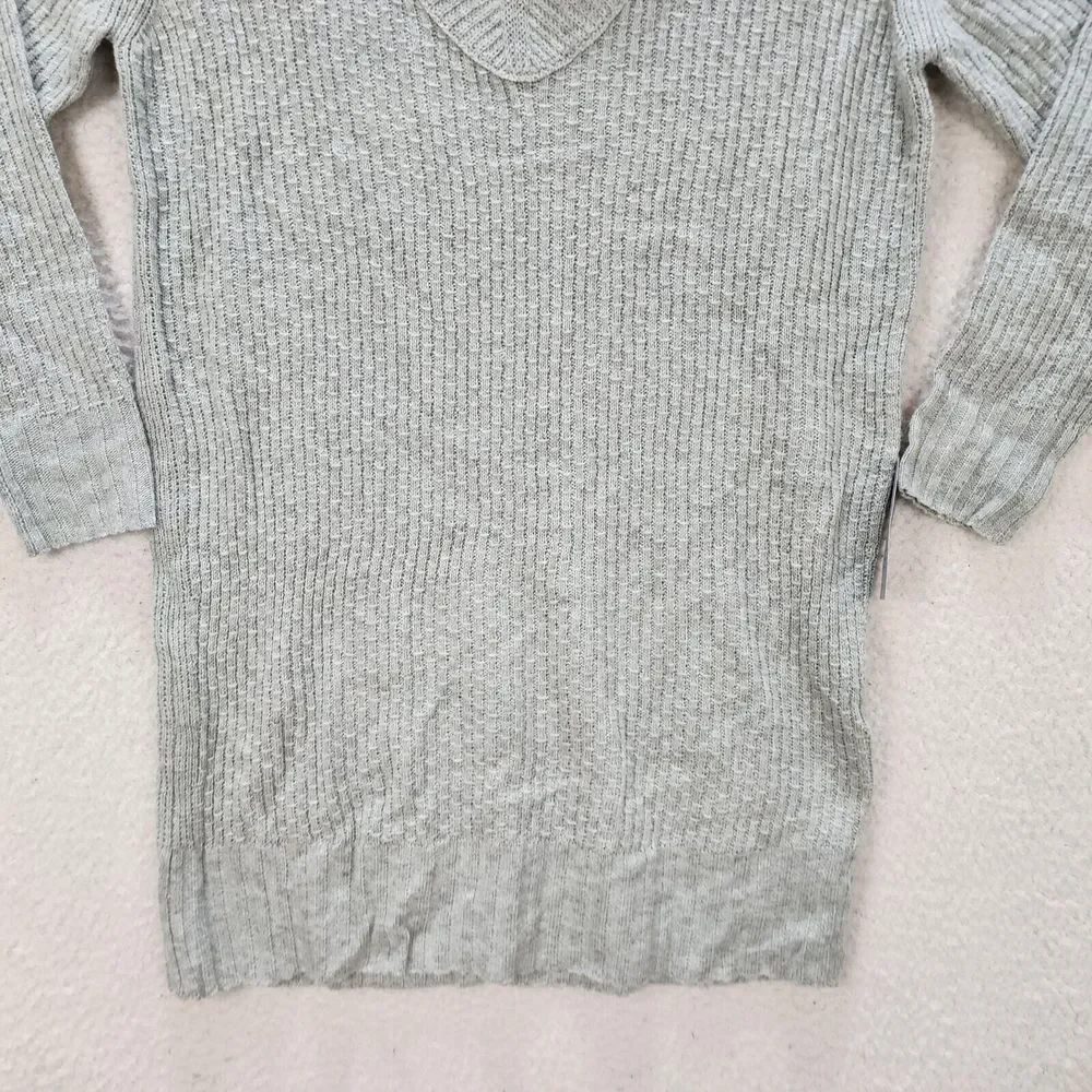 LUSH Knit Sweater Dress Women's XS Light Gray Heather Cowl Neck Long Sleeve + - Picture 3 of 11